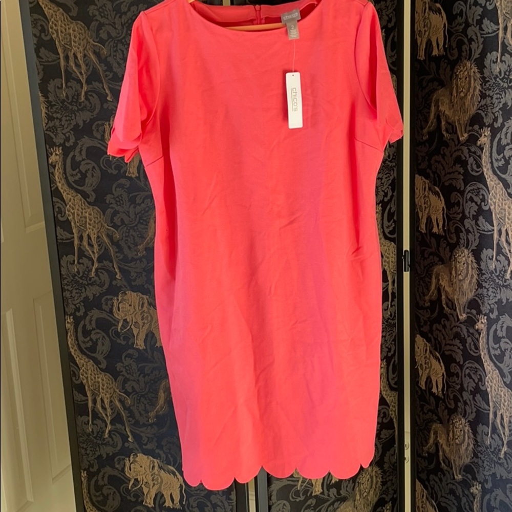 Coral knit dress